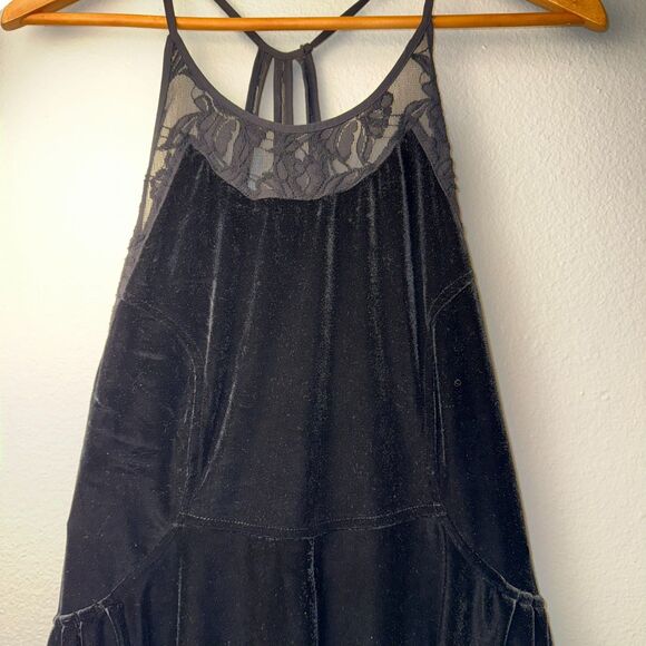 Free People Nightshade Dress M Black Velvet Lace Strappy Fit & Flare Whimsigoth - Picture 5 of 16